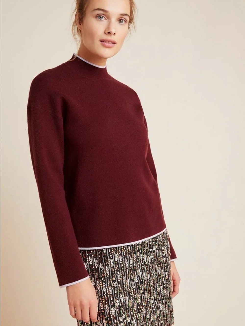 Anthropologie Lizzie Mock Neck Sweater